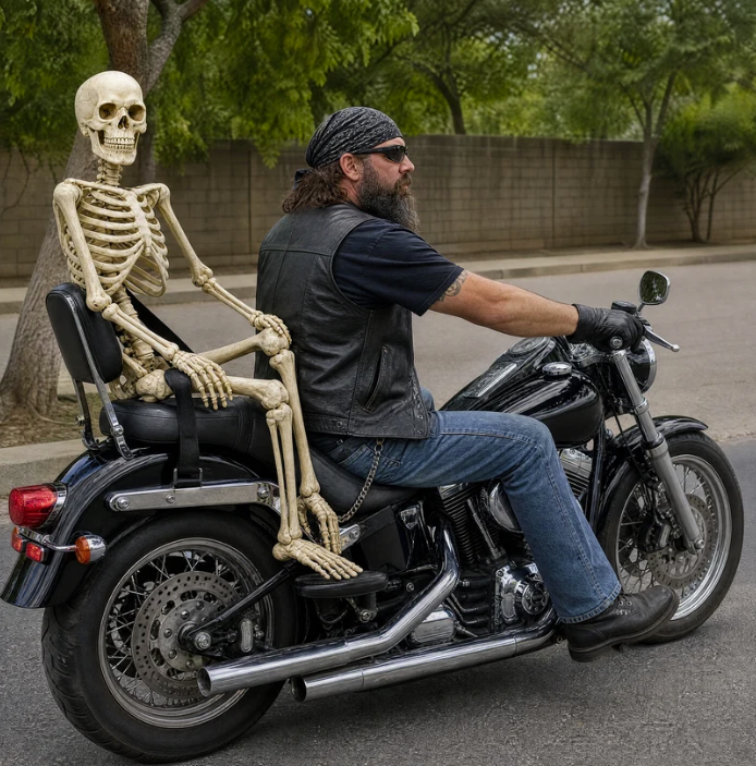LifeSize Skeleton Motorcycle Rider - Scare & Turn Heads