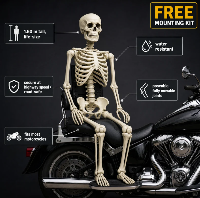 LifeSize Skeleton Motorcycle Rider - Scare & Turn Heads